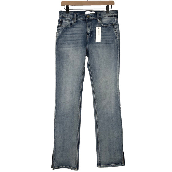 NWT KANCAN Estilo Jeans Sz 7/27 Mid Rise Split Cuff Distressed 27x33 NEW - Picture 1 of 12